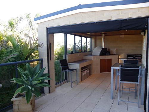 outside view looking at outdoor kitchen